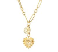 XYTDM Chunky Gold Necklace for Women, Heart Pendants Necklace Sun Flower Necklace Fashion Hip Hop Choker Gift (Heart LOVE)