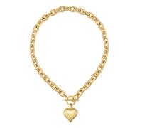 XYTDM Chunky Gold Pendant Necklaces For Women Gold Chain links With Sun Heart Lion Conch Shell Charms Summer Necklaces Beach Jewelry Gift (Worn gold heart)