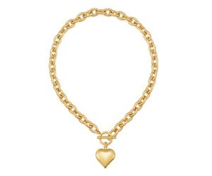 XYTDM Chunky Gold Pendant Necklaces For Women Gold Chain links With Sun Heart Lion Conch Shell Charms Summer Necklaces Beach Jewelry Gift (Worn gold heart)
