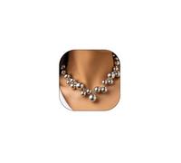 XYTDM Chunky Pearls Statement Choker Necklace for Women Teen Girls,14K Gold Large Beaded Punk Ball Cluster Collar Necklace Party Dainty Jewelry Gift (Silver)