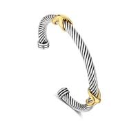 XYTDM Cuff Bracelet for Women Cable Twisted - Silver Wire Stainless Two Knots - Cuff Bangle Two Tone Vintage Bracelets Jewelry Gifts