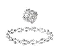 XYTDM Expandable Ring Bracelet Folding Retractable Ring Bracelet 2 in 1 Retractable Ring Adjustable Statement Ring Bracelet for Women Trendy Jewelry (SILVER)