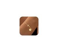 XYTDM Gold Bracelets for Women 14K Real Gold Plated Cross Initial Charm Bracelet Dainty Trendy Custom Letter Bracelets Waterproof Non Tarnish Simple Fashion Jewelry Gifts for Teen Girls (Cross H-GD)
