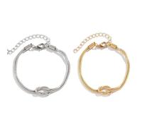 XYTDM Gold Bracelets for Women Matching Bracelets for Couples 14K Gold Plated Love Knot Bracelet Dainty Forever Infinity Bracelets Friendship Jewelry Gifts (Gold+Silver)