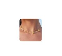 XYTDM Gold Initial Charm Necklaces for Women, Boho Surfer Beach Letter Necklace 14K Gold Plated A-Z Pendant Alphabet Choker Necklace Personalized Monogram Name Necklace (H)