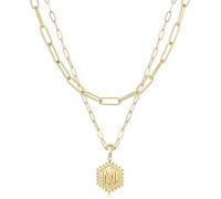 XYTDM Gold Layered Necklaces for Women,14K Gold Plated Paperclip Chain Necklace Personalized Letter Pendant Initial Necklaces Gold Jewelry (M)