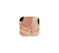 XYTDM Gold Statement Choker Necklace for Women Chunky Choker Necklace Thick Geometric Metallic Abstract Collar Necklace Gold Irregular Lava Choker Charm Punk Necklaces Jewelry (Gold A)