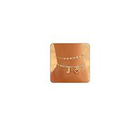 XYTDM Initial Ankle Bracelets for Women Waterproof 14K Gold Plated Dainty Layered Figaro Chain Letter Initial CZ Heart Ankle Bracelets Set Beach Jewelry for Women (Initial J Gold)