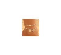 XYTDM Initial Ankle Bracelets for Women Waterproof 14K Gold Plated Dainty Layered Figaro Chain Letter Initial CZ Heart Ankle Bracelets Set Beach Jewelry for Women (Initial D Gold)