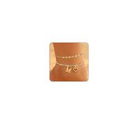 XYTDM Initial Ankle Bracelets for Women Waterproof 14K Gold Plated Dainty Layered Figaro Chain Letter Initial CZ Heart Ankle Bracelets Set Beach Jewelry for Women (Initial M Gold)