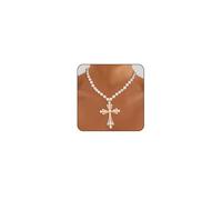 XYTDM Large Cross Necklace for Women Gold Large Cross Necklace Beaded Pearl Cross Necklace Gold Multi-layered Coin Cross Pendant Necklace Silver Large Jewelry (Style1_pearl cross_gold)
