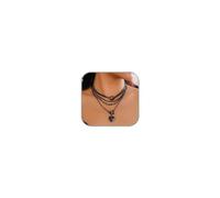 XYTDM Layered Gold Necklaces for Women Chunky Stackable Charm Necklace Layered Cuban Paperclip Snake Chain Necklace Retro Coin Dainty Pendant Toggle Clasp Necklace (Black Heart)