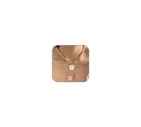 XYTDM Layered Gold Necklaces for Women Chunky Stackable Charm Necklace Layered Cuban Paperclip Snake Chain Necklace Retro Coin Dainty Pendant Toggle Clasp Necklace (Rose Coin)