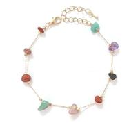 XYTDM Natural Colorful Agate Stone Anklet Gold Anklet for Women Bohemian Beach Anklet Adjustable Foot Jewelry (gold1)