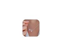 XYTDM Safety Pin Necklace Dainty Gold Necklace for Women Trendy Handmade Necklace Safety Pins with Heart Charms Gifts for Women (B6-Silver Rhinestone Heart)