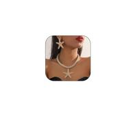 XYTDM Starfish Earrings Gold Starfish Necklace Beach Jewelry Set Summer Jewelry Women's Resort Wear 2024 (gold1)