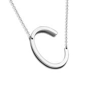 XYTDM Sterling Silver Sideways Initial Necklace for Women Girls Big Letter Pendant Necklaces for Women Dainty Monogram Necklace Jewelry Gift A-Z (C)
