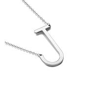 XYTDM Sterling Silver Sideways Initial Necklace for Women Girls Big Letter Pendant Necklaces for Women Dainty Monogram Necklace Jewelry Gift A-Z (J)