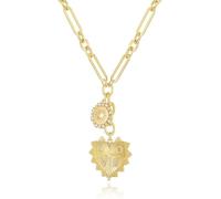 XYTDM Sun Heart Charm Neckalce for Women Chunky Gold Necklace for Women, Heart Pendants Chain Flower Fashion Hip Hop Choker (C)