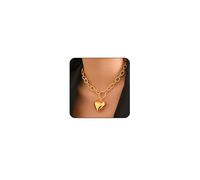 XYTDM Womens Chunky Heart Necklace Gold Heart Pendant Necklace Large Heart Chain Necklace Large Heart Choker Necklace Womens Chunky Gold Necklace (1_gold)