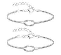 XYTDM Womens Love Knot Snake Chain Infinity Bracelet 925 Sterling Silver Gold Plated Bracelet Couple Bracelet Friendship Relationship Bracelet Women Jewelry (2pcs-silver)