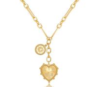 XYTDM Women's Pendant Necklace 14K Gold Plated Evil Eye Necklace Women's Paperclip Jewelry Cuban Chain Necklace Multi-Pendant Necklace Pendant Lucky Necklace Teen Jewelry Gift (2 Charm)