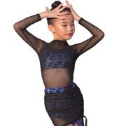 Xytraiihw 2024 Leopard Pattern Latin Dance, Autumn And Winter Children's Dance Dress Children's Training Performance Dance Suit Set