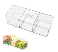 xyuayamz Tea Bag Box, Tea Bag Holder with Lid, Tea Storage Boxes with 3 Compartments, Tea Bags Organizer for Tea Coffee Sugar Bags, Plastic, Transparent, 1 Piece