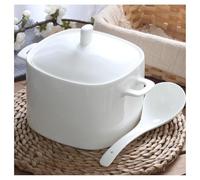 XYUERU Ceramic Soup Tureen with lid, Soup Bowl with Handle, Ceramic Serving Bowl for Restaurant, Home Kitchen, Microwave and Dishwasher Safe