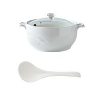 XYUERU Ceramic Soup Tureen with Soup, Porcelain Soup Bowl Serving Tureen with Double Handles, Elegant Serving Bowls, Microwave and Dishwasher Safe for Restaurant, Home Kitchen