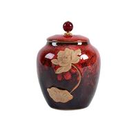 XYUERU Ceramic storage container, Chinese vintage porcelain, sealed storage tea caddy, for tea and coffee(Red)
