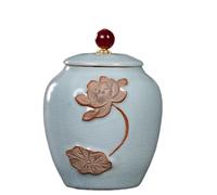 XYUERU Ceramic storage container, Chinese vintage porcelain, sealed storage tea caddy, for tea and coffee(White)
