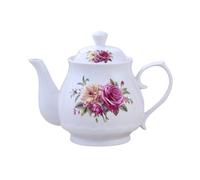 XYUERU Ceramic teapot, handmade flowers vintage ceramic tea kettle coffee pot milk jug white porcelain tea service for coffee milk tea fruit tea(400ml)