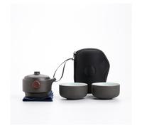 XYUERU Ceramic travel tea set, 1 pot 2 cups handmade portable teaware set tea service elegant for picnic office(Nero)