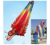 XYUERU Dragon Ribbon with Head, Park Exercise Dance, Flinging Wu Long Streamer for Outdoor Chinese Dragon,Outdoor Flinging Fitness Dragon Dance 3D dragon Ribbon Streamer(Multi-colored,12m)