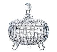 XYUERU Elegant and Classic Glass Candy Jar, Crystal Clear, 15.2x18cm, 600ML, Round Shape, Snap Lid, For Candy, Snack, Dry Foods