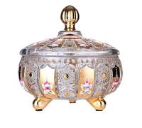 XYUERU Elegant Crystal Glass Candy Sweet Jar with Lid, 17x17.5cm, for Sweets and Dry Foods, Wedding and Party Use