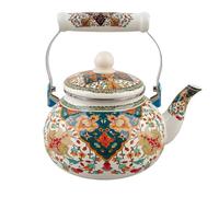 XYUERU Enamel kettle, vintage style enameled porcelain floral hotplate teapot, gas stove whistling kettle coffee pot induction tea maker for gas and electric stoves, wood-burning stoves