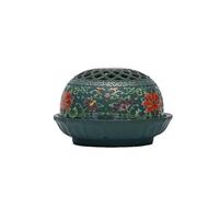 XYUERU Handmade Garlic Pot, Storage Jar Retro Onion Pot Ceramic Storage Jar Hollow Lid Cabinet Storage Kitchen Container Indoor Decor(Green)