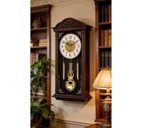 XYUERU Imitation wood Wall Clock With Swinging Pendulum - 26in Traditional Silent Timepiece -Traditional Pendulum Wall Clock,with Pendulum Battery Operated Silent Operation hree-dimensional