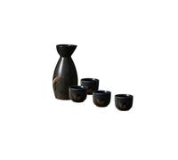 XYUERU Japanese Sake Pot Set, Traditional Sake Cup with Small Cups, Ceramic Sake Set(Nero)