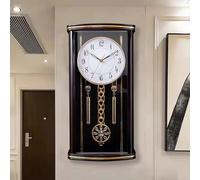 XYUERU Pendulum Wall Clock Battery Operated, Imitation Wood Plastic Regulator Clock with Pendulum,Vintage Decorative Wall Clocks for Living Room,Farmhouse,Office,Bedroom,Kitchen