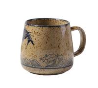 XYUERU Porcelain Coffee Cup, 350ml Coffee Mug, Mug with Handle, Stoneware Vintage Tea Cup Fish for Coffee, Tea, Milk, Cappuccino