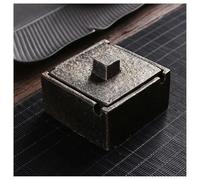 XYUERU Vintage ashtray with lid, reusable square geometric, home decoration tobacco glass ornament for outdoors and indoors(Brown)
