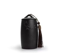 XYUERU Vintage Ceramic Tea Caddy, Tea Storage Jar with Lid Japanese Tea Cans Ashes Animal Urns Sealed Storage Jar Lid for Loose Tea Coffee Herbs(Nero)
