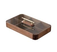 XYUERU Wooden Snack Tray with Lid,Divided Serving Tray 6 Compartments Candy,Handmade Dessert Serving Tray Food Storage Organizer for Chips Vegetables Nut Sweets(40x25cm)