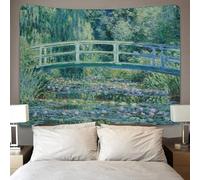 XYueww Claude Monet Tapestry, The Japanese Bridge The Water LilyPond Wall Hanging, Aesthetic Tapestry Wall Towel Bedroom Decorations for Bedroom Aesthetic 70cmx100cm