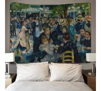 XYueww Pierre-Auguste Renoir Tapestry, Dance at Moulin De La Galette Wall Hanging, Aesthetic Tapestry Wall Art Room Decorations for Bedroom Living Room Meditation Blanket 180cmx230cm