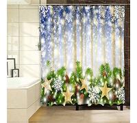 XYueww Shower Curtain, 3D Bathroom Curtains, Waterproof Outdoor Garden Fabric Bath Curtains, Rust Proof Grommets, 12 Hooks, Machine Washable, for Bathroom Home Decor Christmas Landscape,200x200cm
