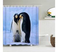 XYueww Shower Curtain, Animal Penguin Waterproof Mould Bathroom Curtains, Proof Resistant with Rust-Resistant Metal Rings and 12 Hooks Bath Shower Curtain Liner extra long shower curtains 240x180cm